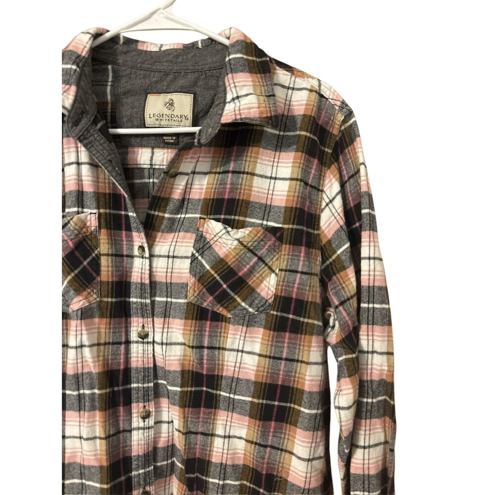 Legendary Whitetails Women's Plaid Flannel Shirt - Pink, Brown, White